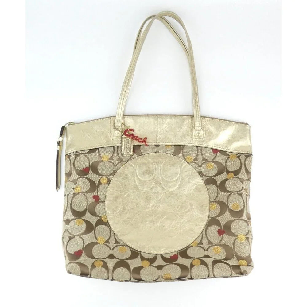 Coach Laura Signature Khaki Secret Admirer Tote F18870